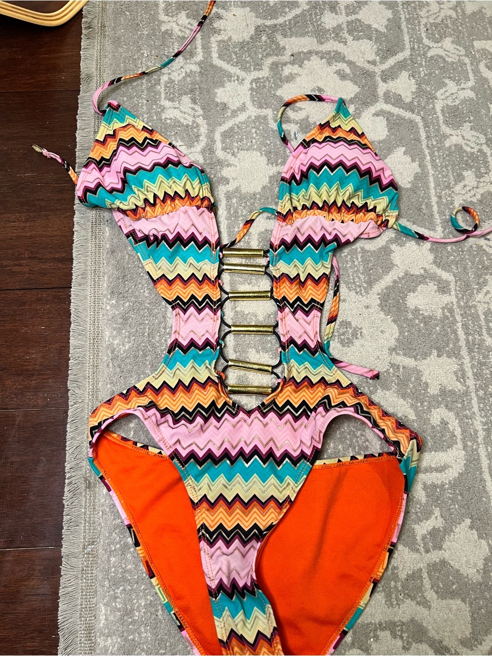 COOGI Multicolored Chevron One Piece Bikini Size Small